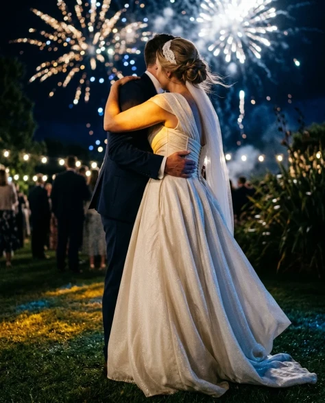 Epic Firework Wedding Kiss Cinematic Still 6