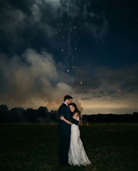 Epic Firework Wedding Kiss Cinematic Still 7