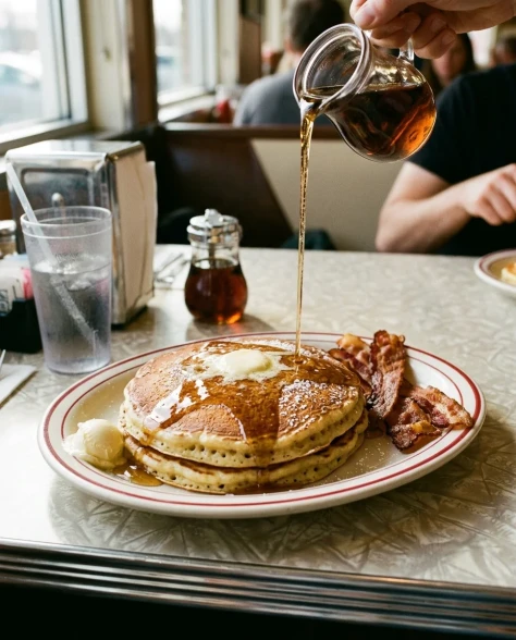Retro Diner Lifestyle Portrait with Pancakes 2