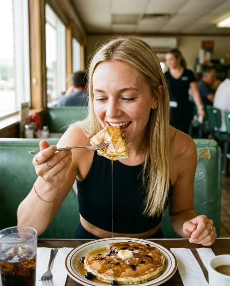 Retro Diner Lifestyle Portrait with Pancakes 6