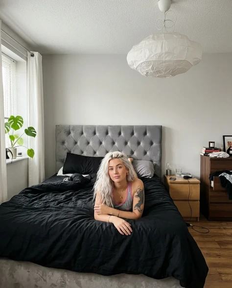 Casual Smartphone Photo of Tattooed Woman in Bedroom 7