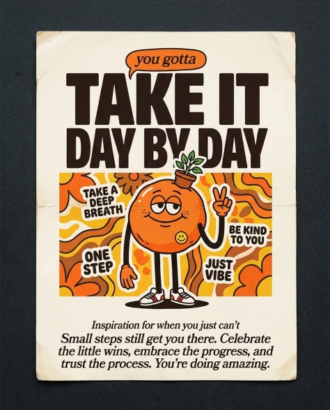 Groovy Motivational Character Illustration Poster 1