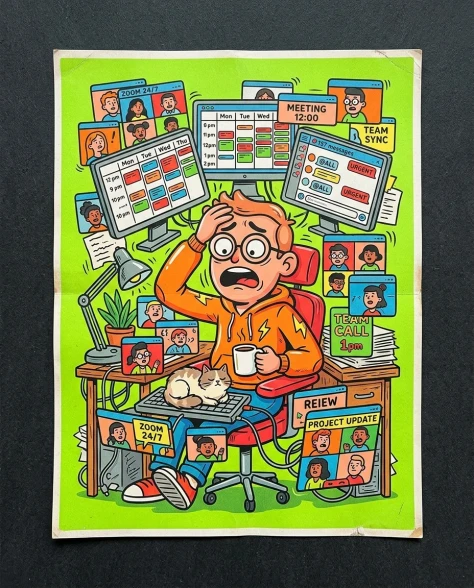 Vibrant Popping Colors Work From Home Illustration 2