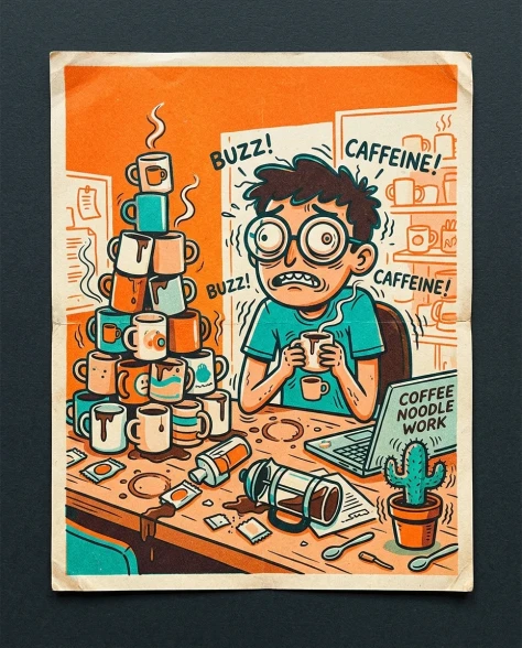Vibrant Popping Colors Work From Home Illustration 3