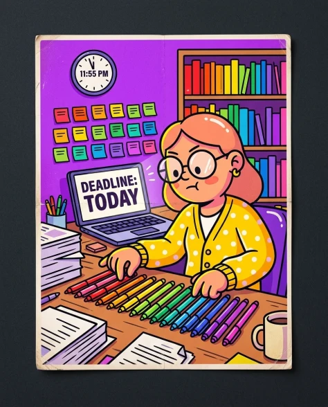 Vibrant Popping Colors Work From Home Illustration 5