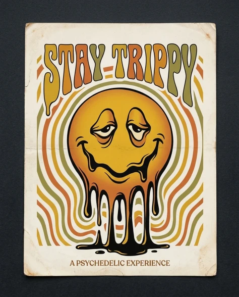 Melting Smiley Face Liquid Retro Poster 1