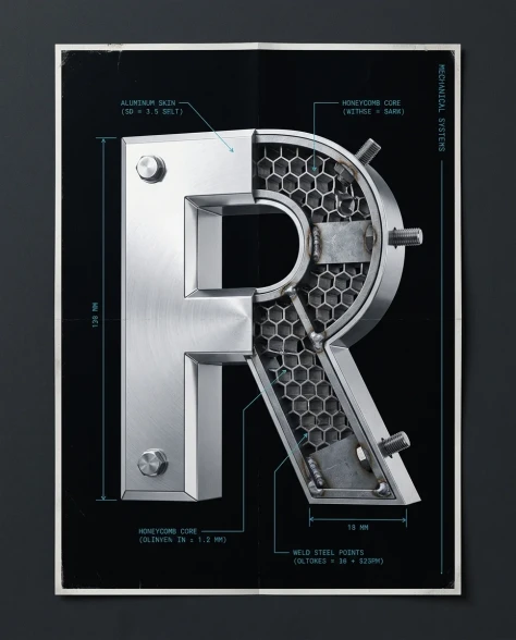 Industrial 3D Metallic Typography Poster 3