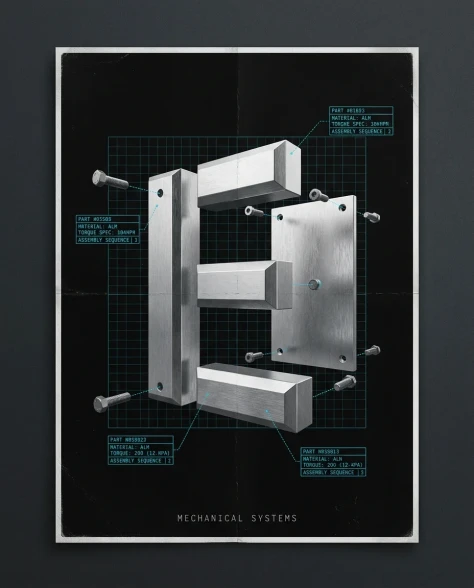 Industrial 3D Metallic Typography Poster 6