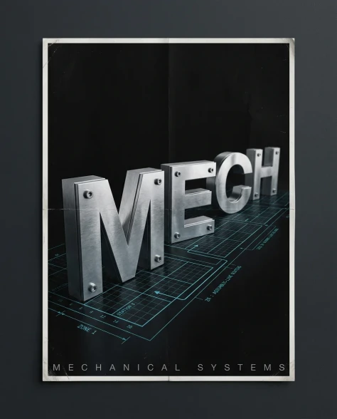 Industrial 3D Metallic Typography Poster 7