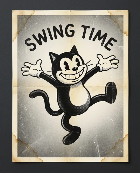 1930s Rubber Hose Dancing Cat Poster 1