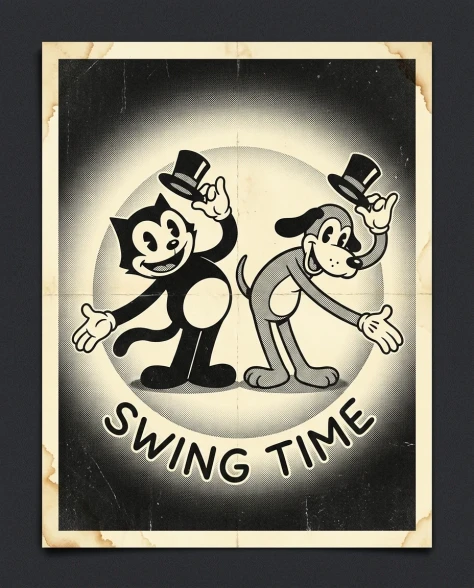 1930s Rubber Hose Dancing Cat Poster 7