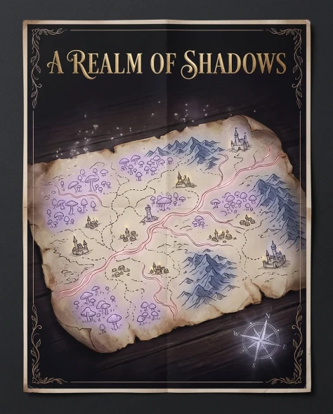 Fantasy Romantasy Book Cover with Glowing Mushrooms 7