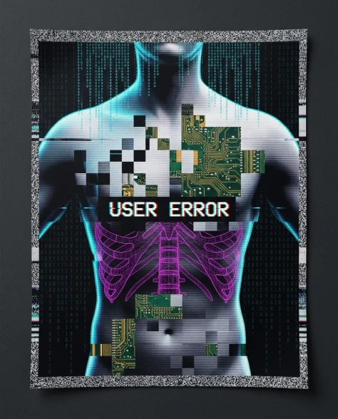 Cybercore Glitch Art Digital Face Poster 5