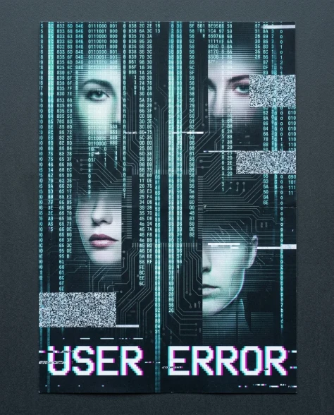 Cybercore Glitch Art Digital Face Poster 7