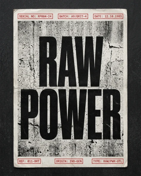 Industrial Brutalism Raw Power Typography Poster 1