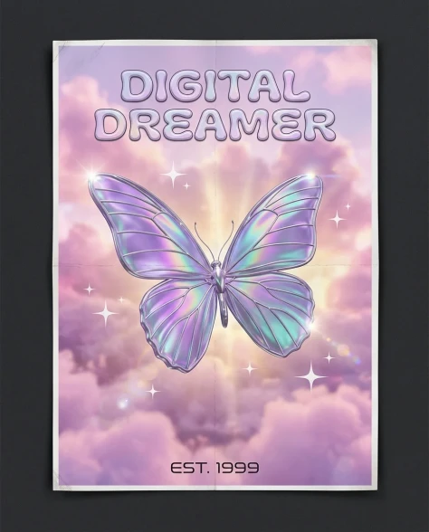 Y2K Holographic Butterfly Digital Dreamer 1