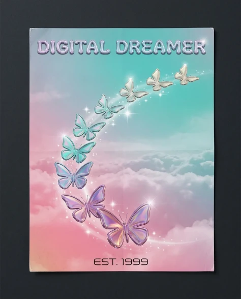 Y2K Holographic Butterfly Digital Dreamer 7