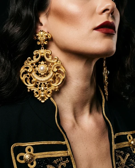 Bold Opulent Gold Statement Earring Dramatic Portrait 3