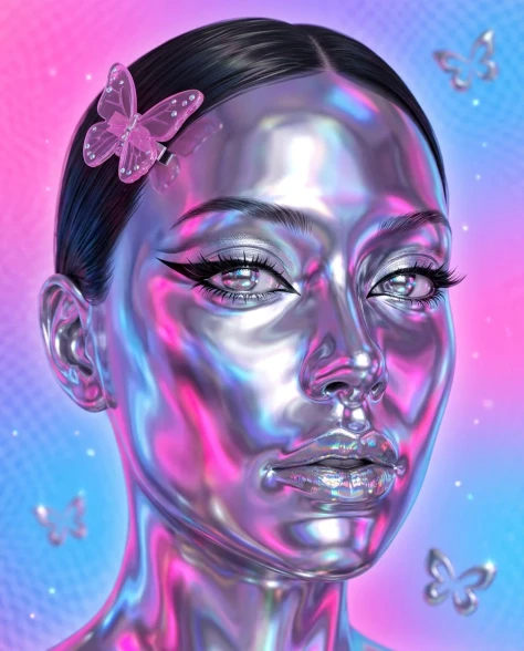 Y2K Chrome Aesthetic Portrait 2
