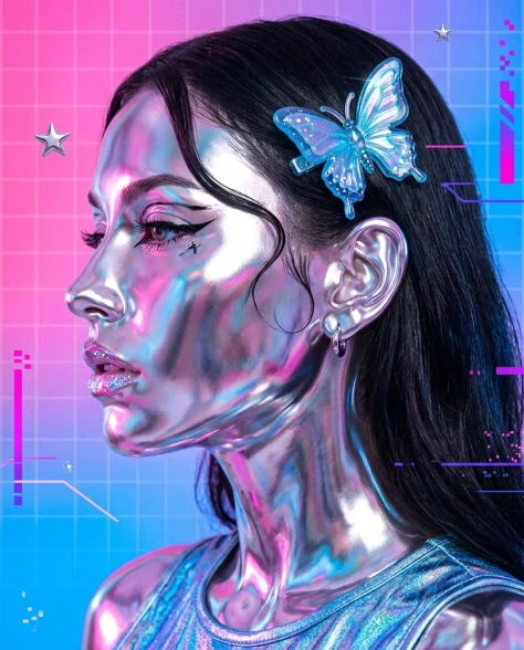 Y2K Chrome Aesthetic Portrait 3
