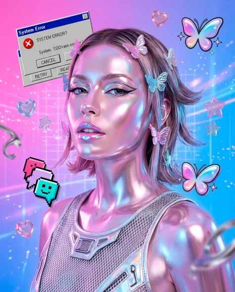 Y2K Chrome Aesthetic Portrait 4