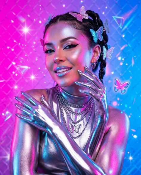 Y2K Chrome Aesthetic Portrait 5
